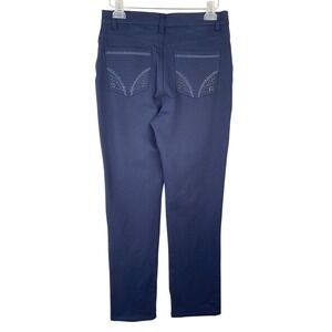 Gloria Vanderbilt Amanda Navy Blue Slimming Straight Leg Pants Womens 8 Studded